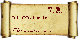 Talián Martin névjegykártya