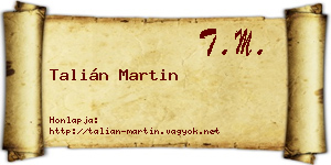 Talián Martin névjegykártya